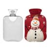 2 L Hot Water Bottle Snowman Hot Water Bottle with Cover Soft Velvet Hot Water Bag for Pain Relief Hot Water Bottle for Winter Bed for Hands view 2