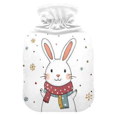 1 L Hot Water Bottle Rabbit Cute Hot Water Bottle with Cover Soft Velvet Hot Water Bag for Pain Relief Small Hot Water Bottle for Kids Adult