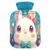 1 L Hot Water Bottle Bunny Blue Stars Hot Water Bottle with Cover Soft Velvet Hot Water Bag for Pain Relief Small Hot Water Bottle for Kids Adult view 1