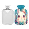 1 L Hot Water Bottle Bunny Blue Stars Hot Water Bottle with Cover Soft Velvet Hot Water Bag for Pain Relief Small Hot Water Bottle for Kids Adult view 2