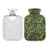 2 L Hot Water Bottle Leopard Print Skin Animal Hot Water Bottle with Cover Soft Velvet Hot Water Bag for Pain Relief Hot Water Bottle for Winter Bed for Hands view 2