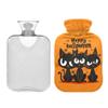 1 L Hot Water Bottle Halloween Cats Hot Water Bottle with Cover Soft Velvet Hot Water Bag for Pain Relief Small Hot Water Bottle for Kids Adult view 2