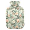 1 L Hot Water Bottle White Peony Flower Leaves Hot Water Bottle with Cover Soft Velvet Hot Water Bag for Pain Relief Small Hot Water Bottle for Kids Adult view 1
