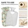 1 L Hot Water Bottle White Peony Flower Leaves Hot Water Bottle with Cover Soft Velvet Hot Water Bag for Pain Relief Small Hot Water Bottle for Kids Adult view 3