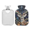 1 L Hot Water Bottle Deer Flowers Hot Water Bottle with Cover Soft Velvet Hot Water Bag for Pain Relief Small Hot Water Bottle for Kids Adult view 2