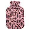 1 L Hot Water Bottle Black Gothic Moon Spider Webs and Bats Hot Water Bottle with Cover Soft Velvet Hot Water Bag for Pain Relief Small Hot Water Bottle for Kids Adult view 1