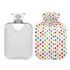 1 L Hot Water Bottle Wave Dots Hot Water Bottle with Cover Soft Velvet Hot Water Bag for Pain Relief Small Hot Water Bottle for Kids Adult view 2