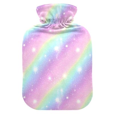 1 L Hot Water Bottle Color Stars Hot Water Bottle with Cover Soft Velvet Hot Water Bag for Pain Relief Small Hot Water Bottle for Kids Adult