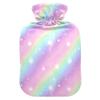 1 L Hot Water Bottle Color Stars Hot Water Bottle with Cover Soft Velvet Hot Water Bag for Pain Relief Small Hot Water Bottle for Kids Adult view 1