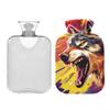 1 L Hot Water Bottle Wolf Corolful Hot Water Bottle with Cover Soft Velvet Hot Water Bag for Pain Relief Small Hot Water Bottle for Kids Adult view 2