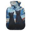 1 L Hot Water Bottle Cats Watching Stars in The Sky Hot Water Bottle with Cover Soft Velvet Hot Water Bag for Pain Relief Small Hot Water Bottle for Kids Adult view 1