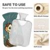 1 L Hot Water Bottle Skeleton Wedding Hot Water Bottle with Cover Soft Velvet Hot Water Bag for Pain Relief Small Hot Water Bottle for Kids Adult view 3
