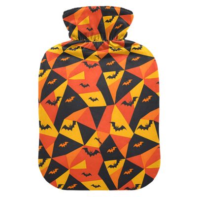 1 L Hot Water Bottle Halloween Bat Hot Water Bottle with Cover Soft Velvet Hot Water Bag for Pain Relief Small Hot Water Bottle for Kids Adult