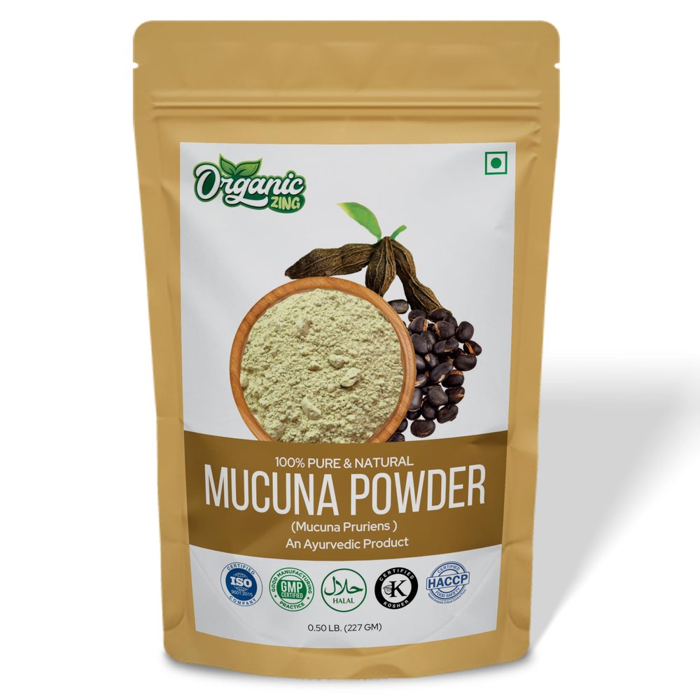ORGANIC ZING Mucuna Powder  Food Grade  227 g / 8 oz - Natural Plant Powder for Smoothies and Culinary Use