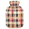 2 L Hot Water Bottle Checked Hot Water Bottle with Cover Soft Velvet Hot Water Bag for Pain Relief Hot Water Bottle for Winter Bed for Hands view 1