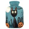 1 L Hot Water Bottle Cartoon Cat Halloween Pumpkin Hot Water Bottle with Cover Soft Velvet Hot Water Bag for Pain Relief Small Hot Water Bottle for Kids Adult view 1
