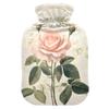 1 L Hot Water Bottle Rose Surrounded by Green Leaves Hot Water Bottle with Cover Soft Velvet Hot Water Bag for Pain Relief Small Hot Water Bottle for Kids Adult view 1