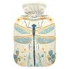 1 L Hot Water Bottle Dragonfly Flowers Hot Water Bottle with Cover Soft Velvet Hot Water Bag for Pain Relief Small Hot Water Bottle for Kids Adult view 1