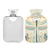 1 L Hot Water Bottle Dragonfly Flowers Hot Water Bottle with Cover Soft Velvet Hot Water Bag for Pain Relief Small Hot Water Bottle for Kids Adult view 2