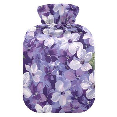 2 L Hot Water Bottle Whimsical Floral Hot Water Bottle with Cover Soft Velvet Hot Water Bag for Pain Relief Hot Water Bottle for Winter Bed for Hands