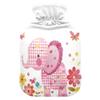 1 L Hot Water Bottle Pink Elephant with Colorful Flowers Hot Water Bottle with Cover Soft Velvet Hot Water Bag for Pain Relief Small Hot Water Bottle for Kids Adult view 1