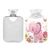 1 L Hot Water Bottle Pink Elephant with Colorful Flowers Hot Water Bottle with Cover Soft Velvet Hot Water Bag for Pain Relief Small Hot Water Bottle for Kids Adult view 2