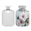 1 L Hot Water Bottle Flowers with Vintage Papers Hot Water Bottle with Cover Soft Velvet Hot Water Bag for Pain Relief Small Hot Water Bottle for Kids Adult view 2