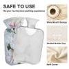 1 L Hot Water Bottle Flowers with Vintage Papers Hot Water Bottle with Cover Soft Velvet Hot Water Bag for Pain Relief Small Hot Water Bottle for Kids Adult view 3