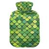 2 L Hot Water Bottle Green Scales Hot Water Bottle with Cover Soft Velvet Hot Water Bag for Pain Relief Hot Water Bottle for Winter Bed for Hands view 1