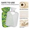 2 L Hot Water Bottle Green Scales Hot Water Bottle with Cover Soft Velvet Hot Water Bag for Pain Relief Hot Water Bottle for Winter Bed for Hands view 3