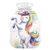2 L Hot Water Bottle Cartoon Unicorn Rainbow Hot Water Bottle with Cover Soft Velvet Hot Water Bag for Pain Relief Hot Water Bottle for Winter Bed for Hands view 1