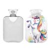 2 L Hot Water Bottle Cartoon Unicorn Rainbow Hot Water Bottle with Cover Soft Velvet Hot Water Bag for Pain Relief Hot Water Bottle for Winter Bed for Hands view 2