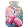 1 L Hot Water Bottle Flamingos Palm Tree Leaves Hot Water Bottle with Cover Soft Velvet Hot Water Bag for Pain Relief Small Hot Water Bottle for Kids Adult view 1