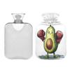 1 L Hot Water Bottle Boxing Avocado Boxing Gloves Hot Water Bottle with Cover Soft Velvet Hot Water Bag for Pain Relief Small Hot Water Bottle for Kids Adult view 2