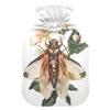 2 L Hot Water Bottle Cicadas and Flowers Hot Water Bottle with Cover Soft Velvet Hot Water Bag for Pain Relief Hot Water Bottle for Winter Bed for Hands view 1