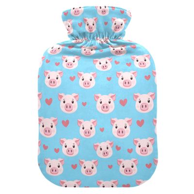 2 L Hot Water Bottle Cute Pig Hot Water Bottle with Cover Soft Velvet Hot Water Bag for Pain Relief Hot Water Bottle for Winter Bed for Hands