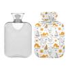 1 L Hot Water Bottle Duck and Line Hot Water Bottle with Cover Soft Velvet Hot Water Bag for Pain Relief Small Hot Water Bottle for Kids Adult view 2