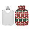 2 L Hot Water Bottle Christmas Red Lattice Hot Water Bottle with Cover Soft Velvet Hot Water Bag for Pain Relief Hot Water Bottle for Winter Bed for Hands view 2