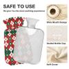 2 L Hot Water Bottle Christmas Red Lattice Hot Water Bottle with Cover Soft Velvet Hot Water Bag for Pain Relief Hot Water Bottle for Winter Bed for Hands view 3