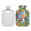 2 L Hot Water Bottle Cute Cat Hot Water Bottle with Cover Soft Velvet Hot Water Bag for Pain Relief Hot Water Bottle for Winter Bed for Hands view 2