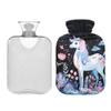 1 L Hot Water Bottle Horse Flower Plant Hot Water Bottle with Cover Soft Velvet Hot Water Bag for Pain Relief Small Hot Water Bottle for Kids Adult view 2