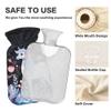 1 L Hot Water Bottle Horse Flower Plant Hot Water Bottle with Cover Soft Velvet Hot Water Bag for Pain Relief Small Hot Water Bottle for Kids Adult view 3