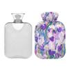 1 L Hot Water Bottle Iris Flower Hot Water Bottle with Cover Soft Velvet Hot Water Bag for Pain Relief Small Hot Water Bottle for Kids Adult view 2