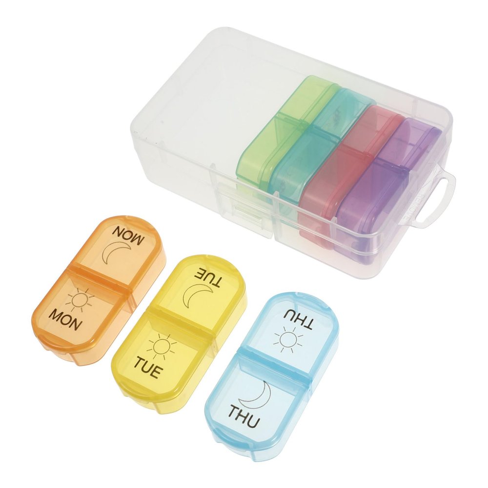 NOLITOY 2pcs Portable Medicine Organizer for Home Travel Compact Pill Case for Daily Medication Lightweight and Easy to Carry