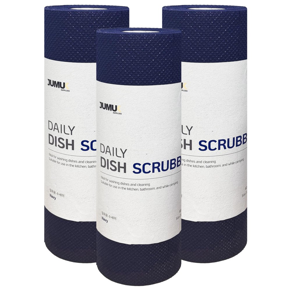 Jumuk Supplies Daily Dish Scrubber Sheet Non-Scratch Household Disposable Cleaning Sponges | Recyclable, Eco-Friendly & Perfect for Kitchen, Home Cleaning and Outdoor Use (3, Navy)