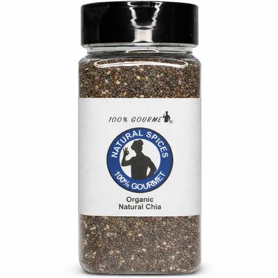 100% Gourmet Organic Chia Seeds USDA Organic & Kosher Certified Black Chia Seeds for Chia Pudding, Smoothies & Overnight Recipes High Fiber, Plant-Based Omega-3 Non-GMO, Gluten Free Resealable Jar