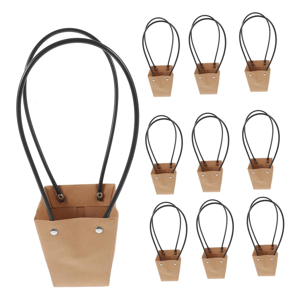 Healeved 10pcs Kraft Paper Flower Bouquet Bags Durable Flower Wrapping Baskets for Gift Giving Retail and Weddings Portable and Reusable Packaging