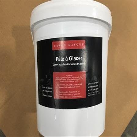 Grand Marque Dark Chocolate Pate A Glacer, 22 lb Pail, Gourmet Chocolate Coating for Desserts