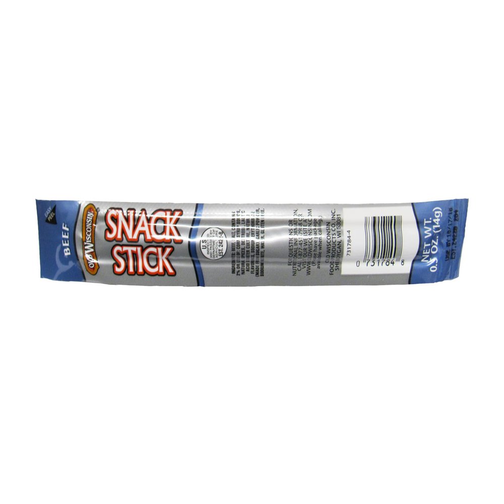 Old Wisconsin Beef Snack Stick, 144 Count, 0.5 oz Each - High Protein, Gluten Free