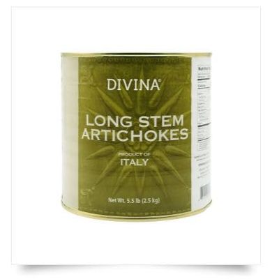 Divina Italian Seasoned Long-Stem Artichokes, Gluten-Free, Vegan, 6 Packs of 5.5 Lb Cans